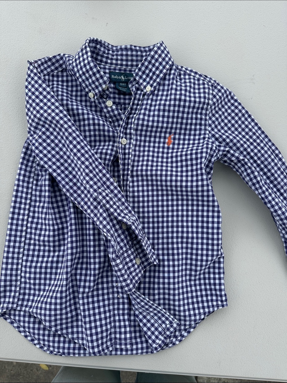 Ralph Lauren Navy & White Gingham Button-Down Shirt